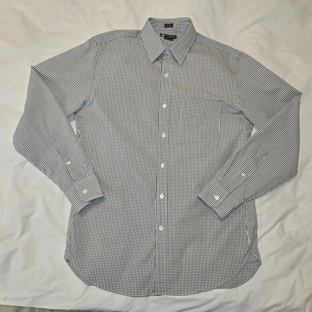 J. Crew Men's Black and White Check Dress Shirt